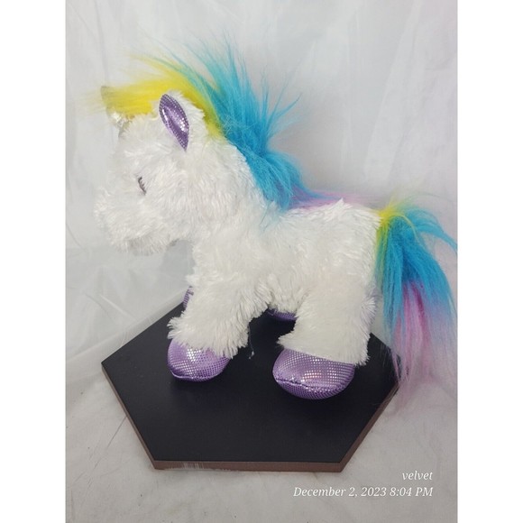 Aurora World Unicorn Rainbow Metallic Purple Soft Stuffed Plush Flopsie 12 In - Picture 3 of 9